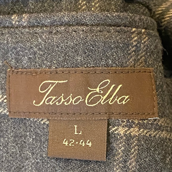 Tasso Elba Mens 2 Button Grey Sport Coat w Tan Window Pane Plaid / L 42-44 - Picture 13 of 16